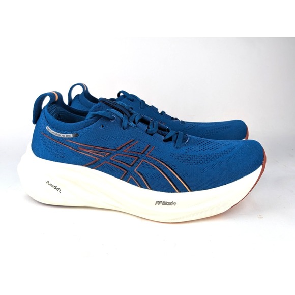 Asics Gel Nimbus 26 Rich Navy Faded Orange Running Shoes Mens Sz 9.5- Worn Twice - Picture 1 of 7